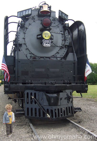 A massive steam engine Union Pacific rolled into Council Bluffs in 2012. While not actually part of the Union Pacific Railroad Museum, I wanted to include this shot because UP does this sort of thing every year. Kids love getting up close to these giants and walking through the cars. For free!