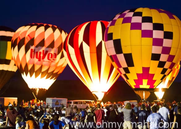 Fields of Flight balloon glow at Ditmars Orchard & Vineyard in Council Bluffs. 