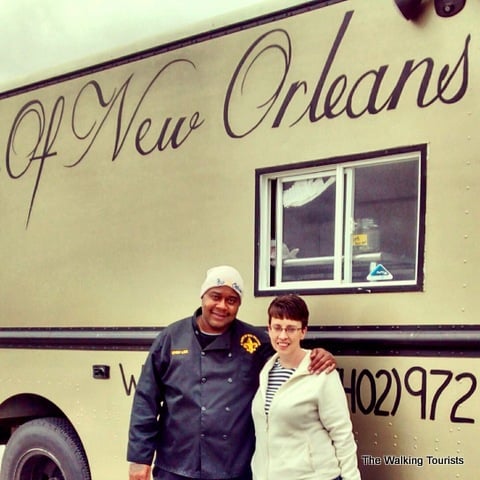 Lisa with Chef Lee and his Taste of New Orleans food truck.