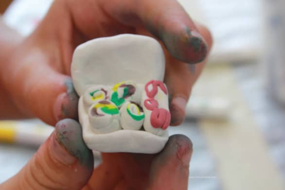 Kids can explore different art tables for free every Saturday at Morean Arts Center in downtown St. Petersburg. This clay sushi was made by a little girl who was at the arts center at the same time was us. 