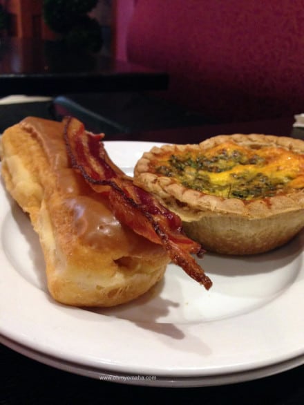 Behold, the maple and bacon donut (and a southwestern quiche). 