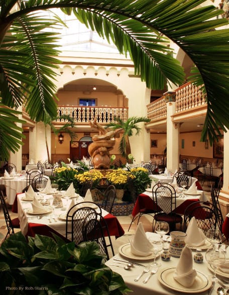 The Columbia’s Patio Dining room, as it looks today, built in 1937. It was designed to resemble an outdoor patio, like the ones in Andalucia, Spain. This is one of 15 distinct dining rooms. The Columbia is Florida’s Oldest RestaurantS, founded in 1905. Photo courtesy Columbia Restaurant