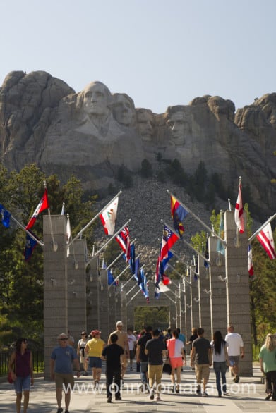 The Avenue of Flags that lead up to a great spot to view Mount Rushmore.