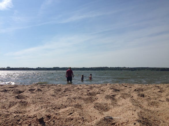 There's a sandy beach at Branched Oak Lake in southeastern Nebraska