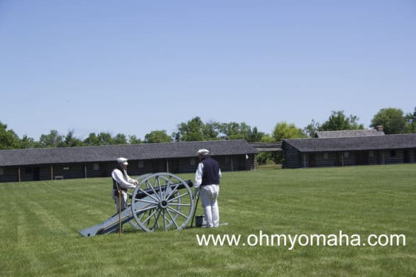 The cannon is prepped to be fired at Fort Atkinson.