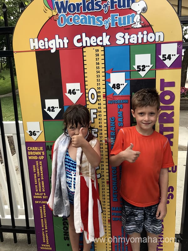 The height check station for rides at Oceans of Fun 
