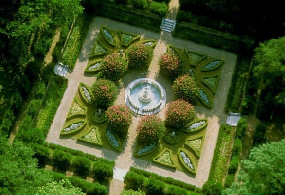 Overhead view of Elizabethan Gardens in the Outer Banks of North Carolina