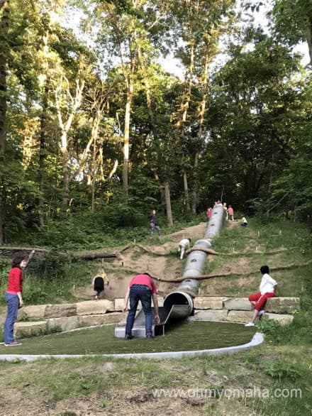 Before your hike through the forest at Hummel Park, kids will usually will want to slide down one of the metal slides there.