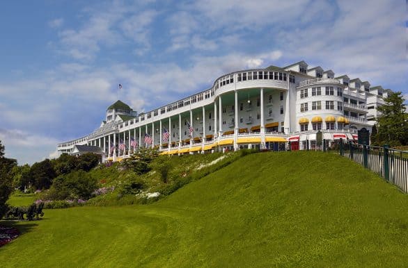 Places to stay on Mackinac Island - The most famous hotel on the Michigan island is the Grand Hotel. Grand Hotel has been open since 1887. The Mackinac Island hotel is a National Historic Landmark. 