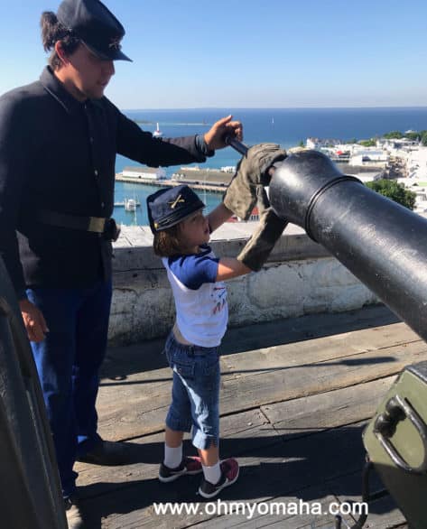 Prepping the cannon at Fort Mackinac