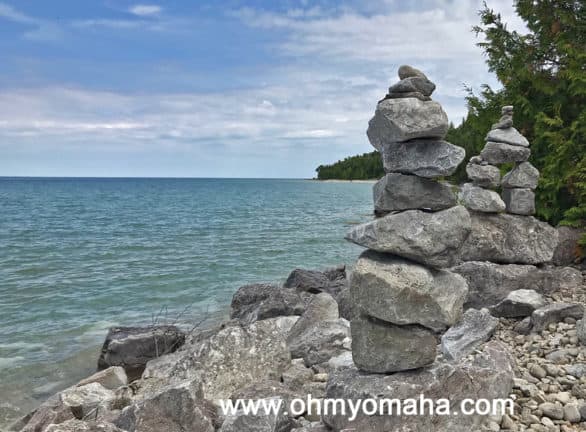 Stacked stones on Mackinac Island