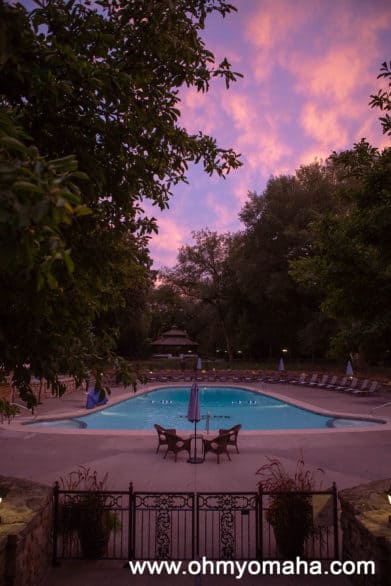 Elms Hotel pool at sunset