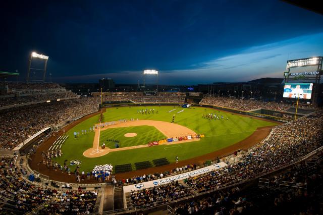 Evening game at TD Ameritrade Park. Every June, the NCAA Men's College World Series is held at the ballpark in downtown Omaha, Nebraska. Here's a guide to attending the College World Series.