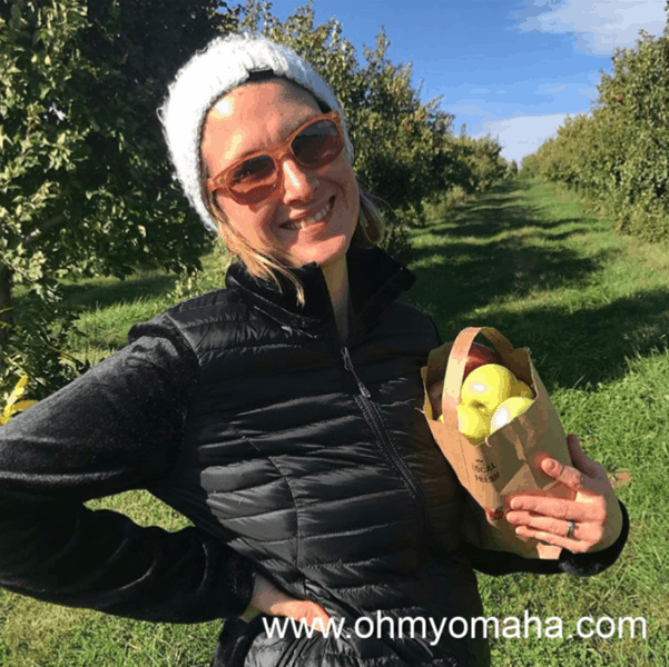 Kim at an apple orchard