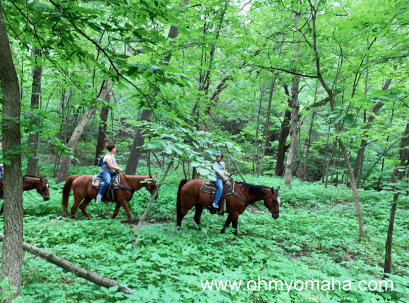 Riders on a trail ride at Platte River State Park.