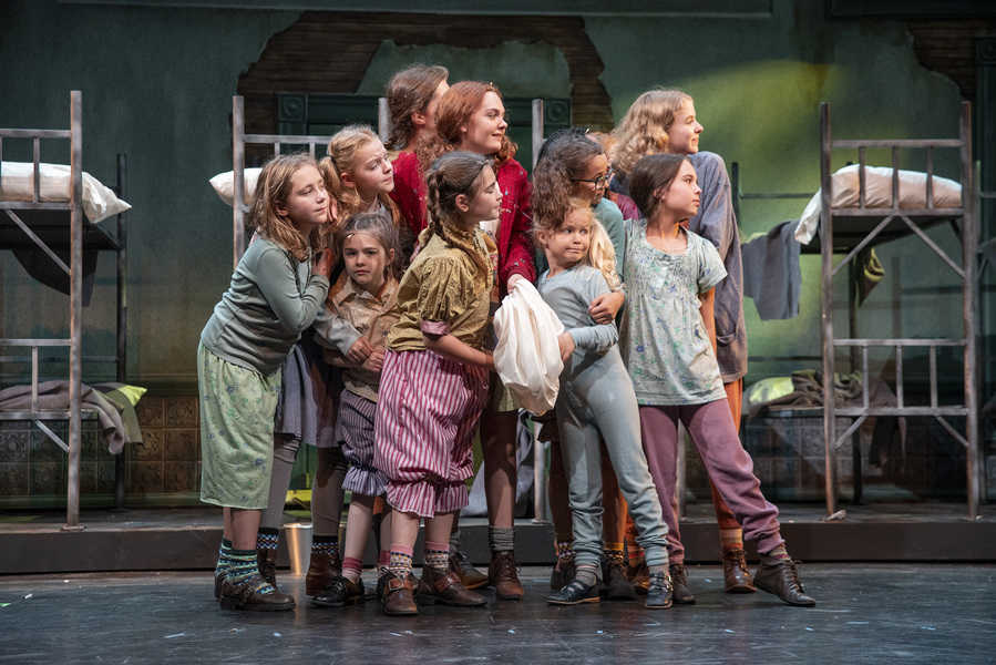 The orphans in the Omaha Community Playhouse production of 