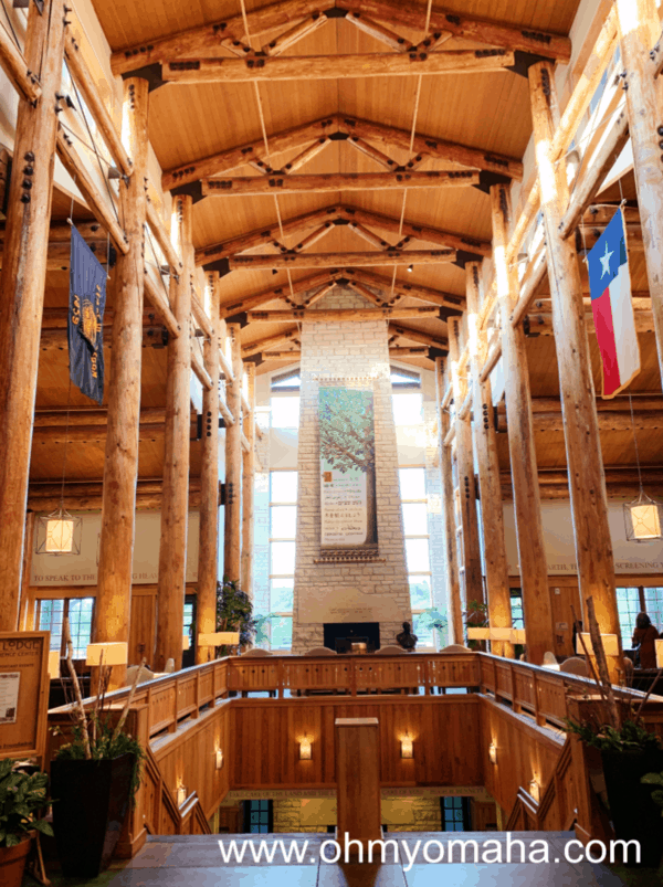The impressive lobby of the Lied Lodge, my top recommended hotel in Nebraska City
