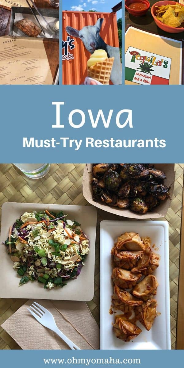 From steakhouses to snack shacks and supper clubs, this list has the best restaurants in Iowa. Restaurants are include some found in Des Moines, Iowa City, Decorah, Le Mars and many more. #Iowa #USA #restaurants #dinner 