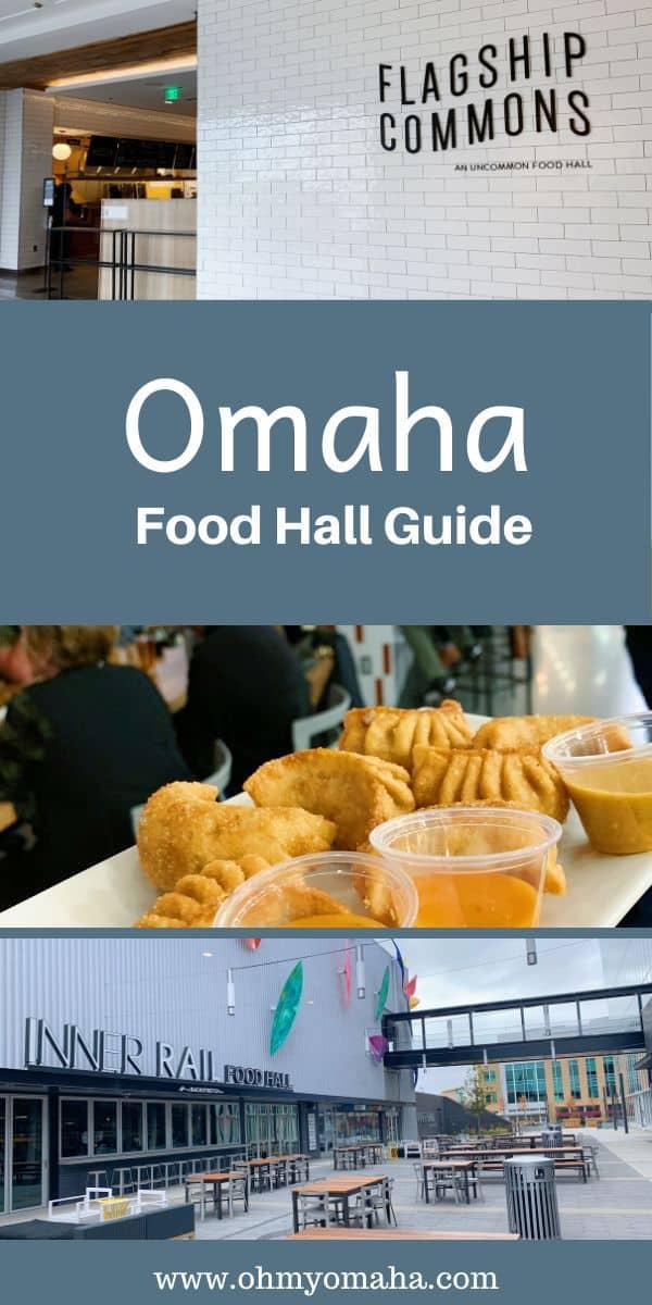 If you love food, head to an Omaha food hall! Here's a guide to Flagship Commons and Inner Rail Food Hall, including which restaurants are there, what to order, and where to take the kids. #Omaha #Nebraska #restaurants #foodhall #foodie #guide