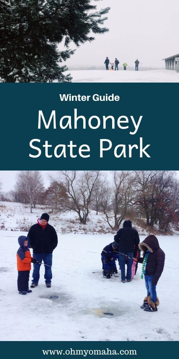 Mahoney State Park is one of Nebraska's most-visited parks. See what there is to do at Mahoney in the winter, from ice fishing and sledding to indoor wall climbing and a huge activity center. #Nebraska #statepark #winter #winterfun #Midwest