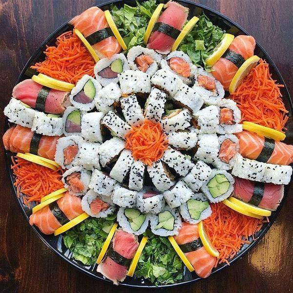 Sushi tray at Kyoto in Kearney, Nebraska.
