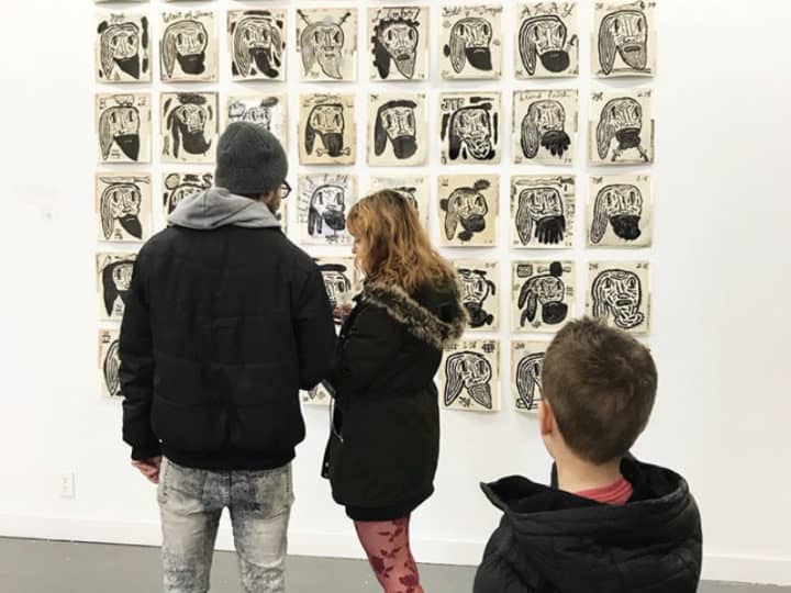 People looking at art at the Bemis Center for Contemporary Arts