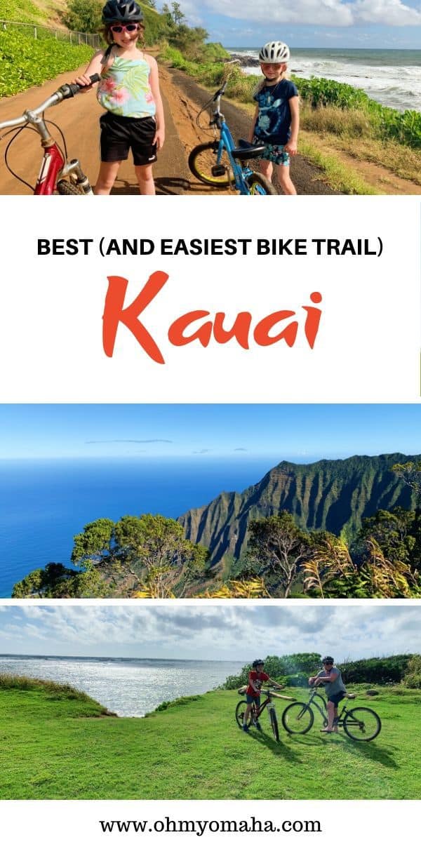 Looking for a scenic and easy bike path on Kauai, Hawaii? Check out the Kapaa Bike Path, an easy biking trail along the coast. Here are tips for biking the trail with kids, including where the restroom stops are, what beaches are along the route, and where to eat after your ride. #biking #biketrail #Hawaii #Kauai #Kapaa