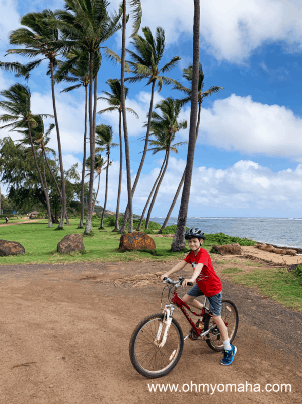 Boy on bike in Kauai, Hawaii