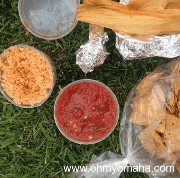 Chips, salsa and rice from Jacobo's Grocery near El Museo Latino in South Omaha