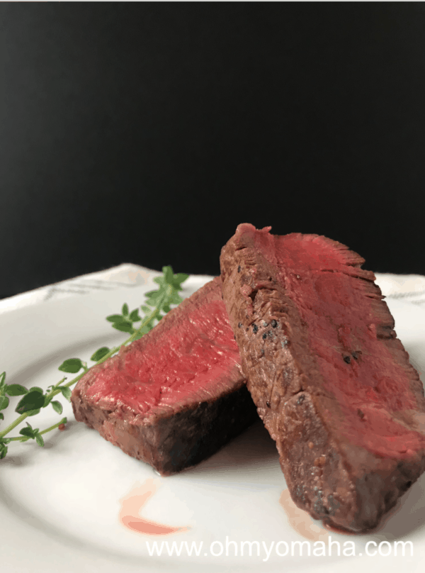 Medium rare Omaha Steak slices