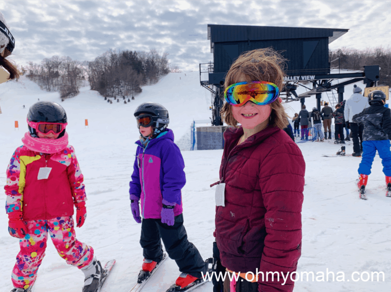 Girls ready to take the ski lift at Seven Oaks Recreation