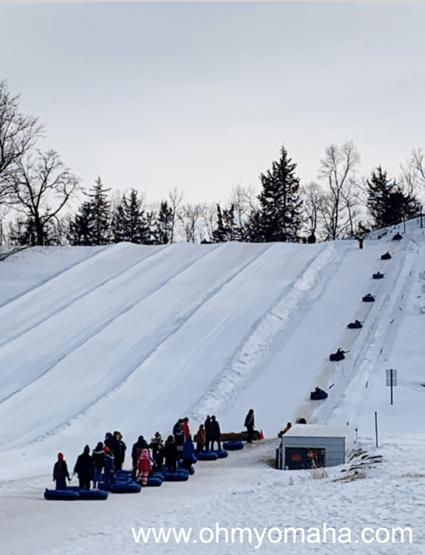 The snow tubing hill at Boone, Iowa ski resort Seven Oaks Recreation