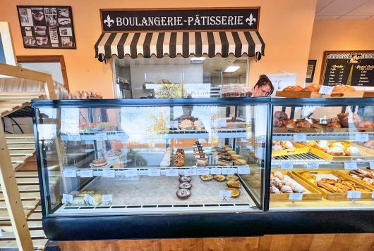 The bakery case at Le Petit Paris Bakery in Omaha