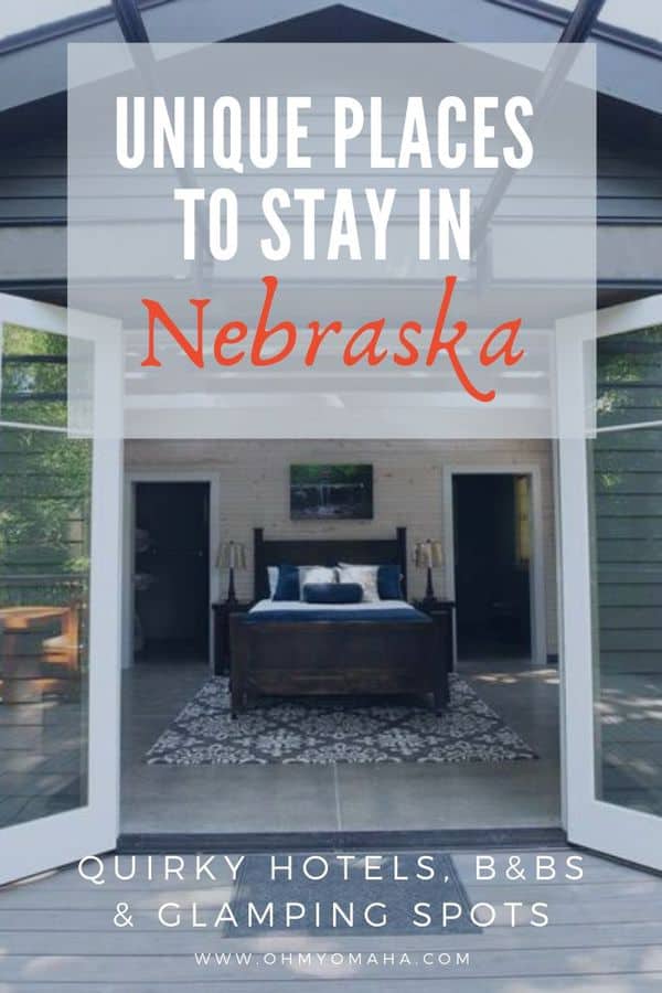 Stay somewhere fun in Nebraska! Here's a list of unique hotels & B&Bs to stay in Nebraska, from glamping to staying in a one-room school house or teepee. | Quirky Nebraska hotels | Fun places to stay in Nebraska #Nebraska #Midwest #travel