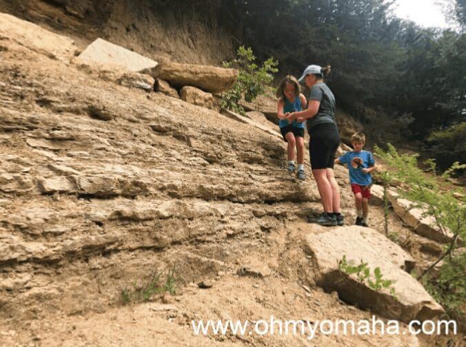 The geological display at Schramm Park in southeastern Nebraska. You can find fossils there.