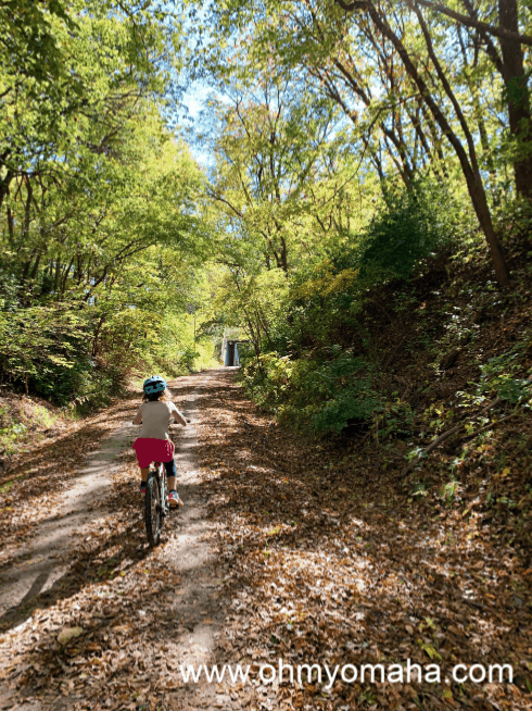 A girl on her bike on the Wabash Trace Trail