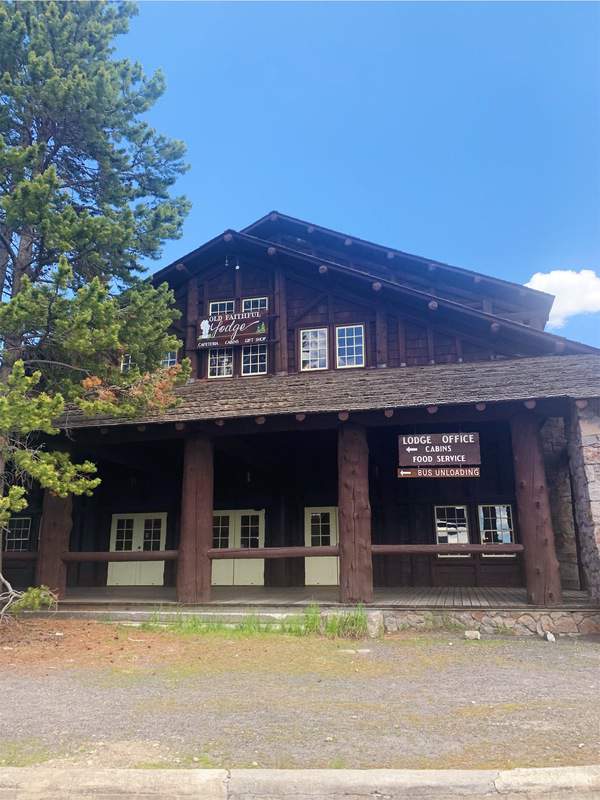 Old Faithful Lodge Cabins have reopened for the summer of 2020, though nearby Old Faithful Inn and Old Faithful Snow Lodge have not.