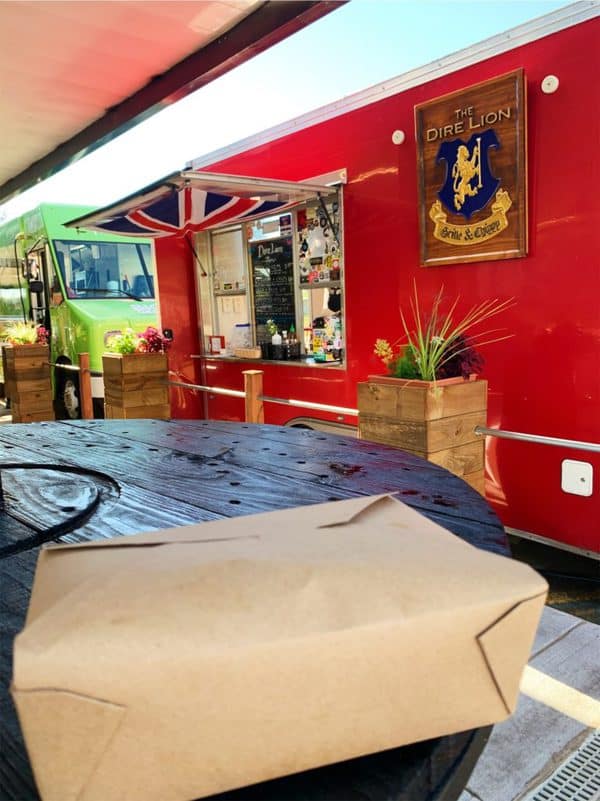 Takeout Box At Dire Lion Trucks and Taps Location