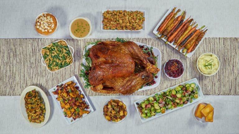 Thanksgiving meal spread