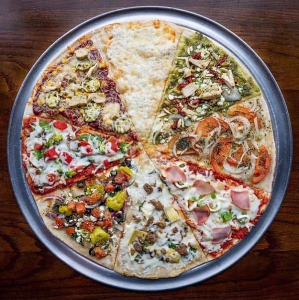 Variety of pizza slices at Yia Yia's