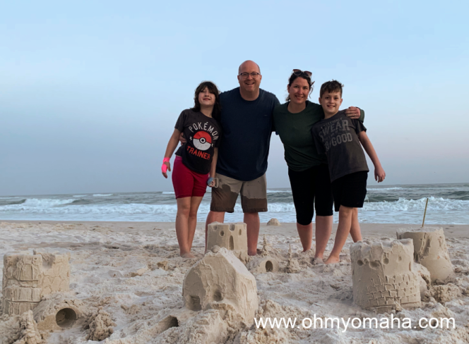 My family with our sandcastle creations on the beach of Gulf Shores, Alabama.