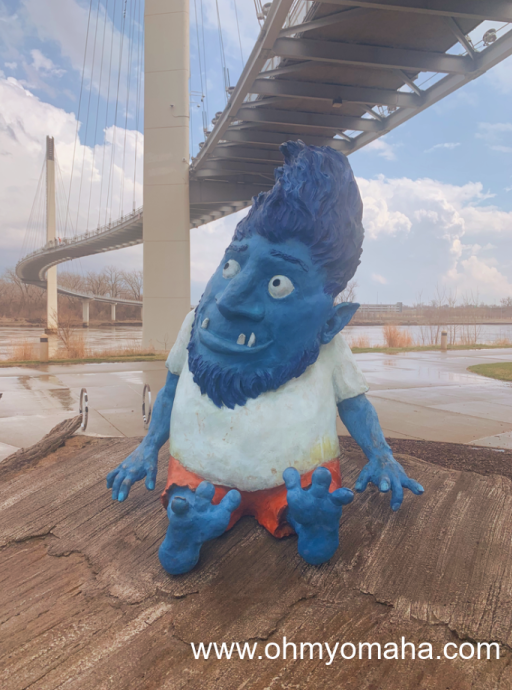 The pleasant troll, Omar, underneath the Bob Kerrey Pedestrian Bridge. Find him on the Omaha side of the river.