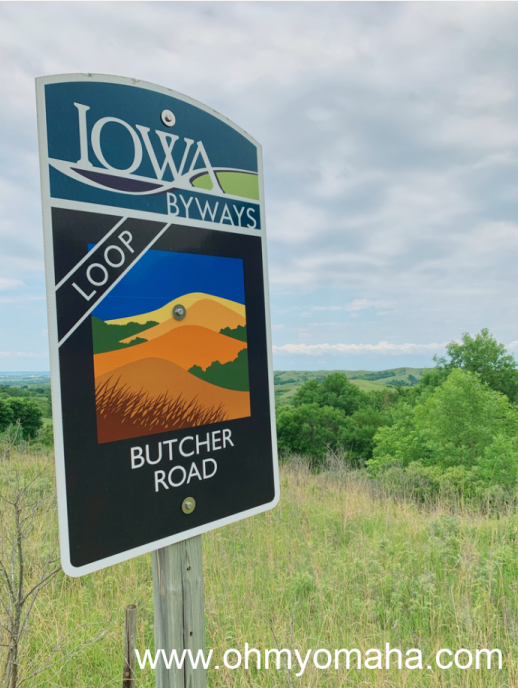 A sign for the Butcher Road Loop drive along the Loess Hills Scenic National Byway