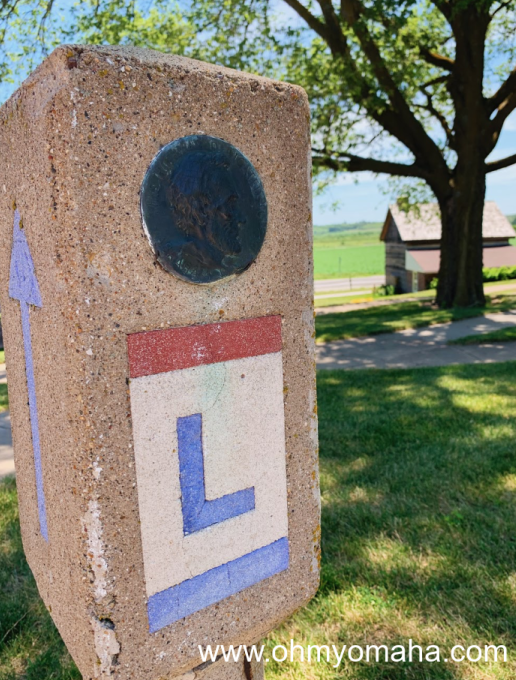 A marker for the Lincoln Highway located in Missouri Valley, Iowa
