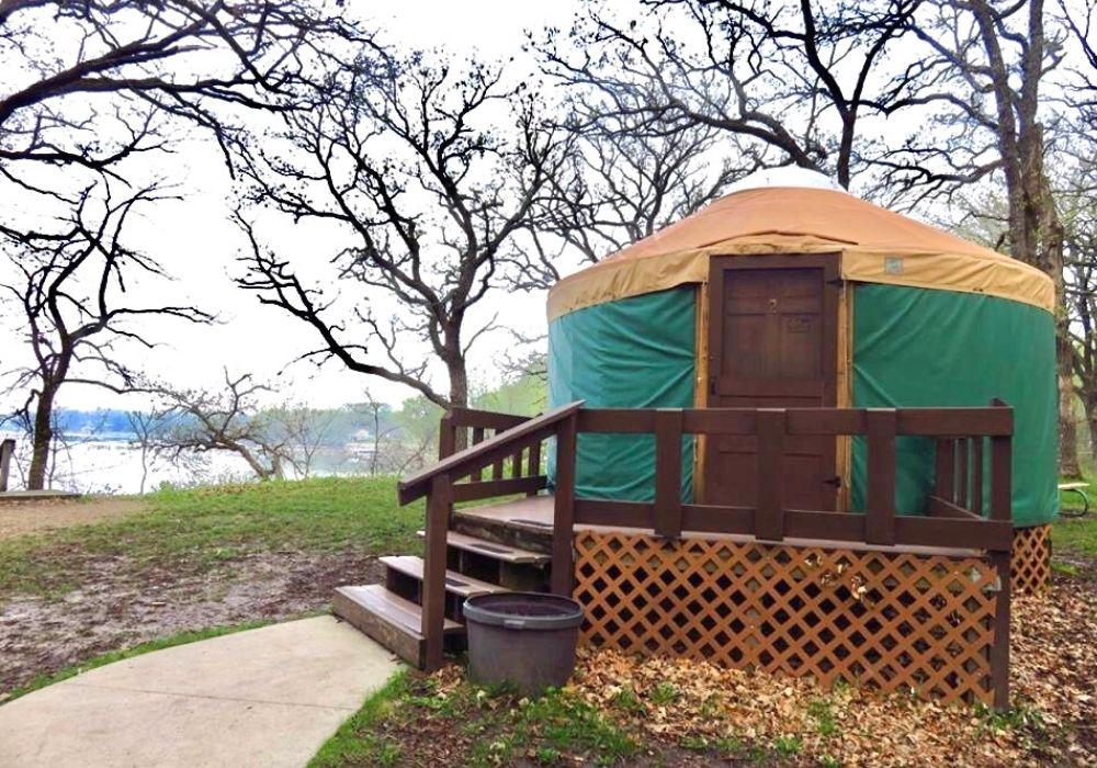 Exterior of a yurt at McIntosh Woods State Park