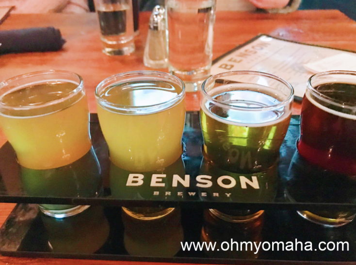 A flight of beer at Benson Brewery