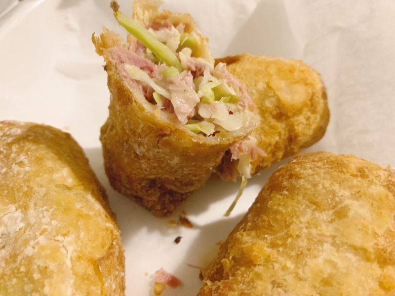 The Reubenliciousness at Crescent Moon - Reuben egg rolls with a side of Thousand Island dip.