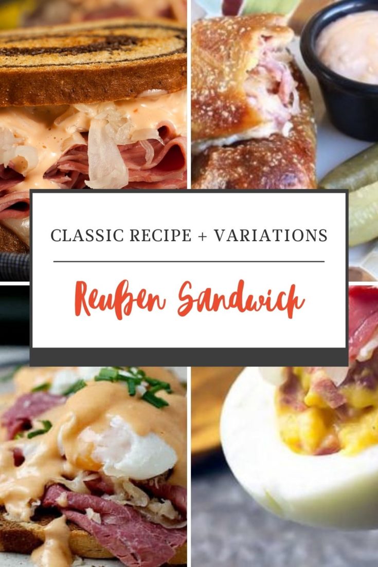 Reuben sandwich recipe plus every variation you can think of: Vegetarian, egg roll, calzone, pizza, breakfast sandwich, egg Benedict, deviled egg, the Rachel sandwich and more!
