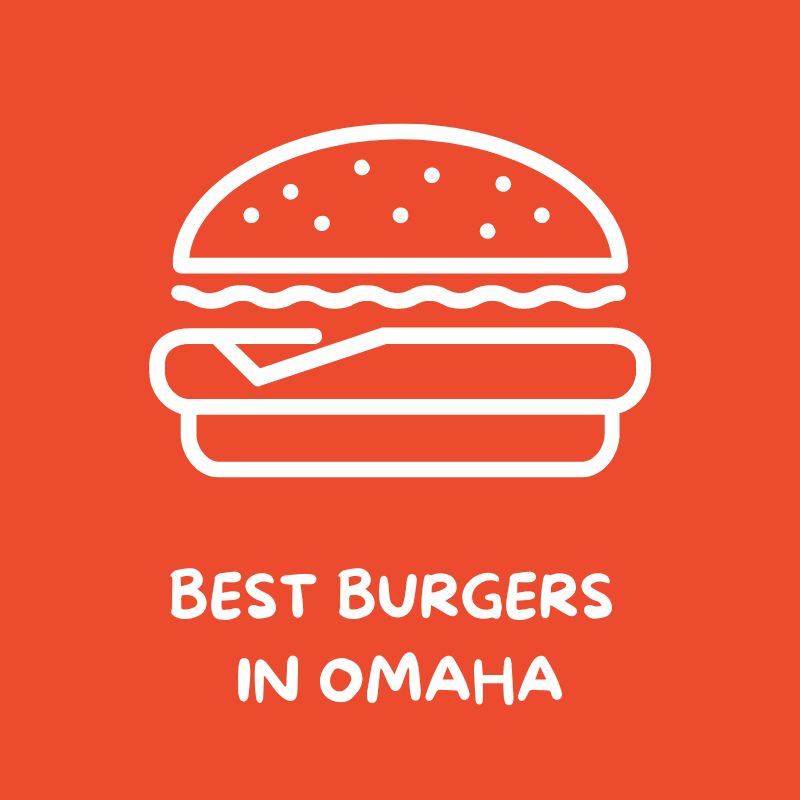 Best burgers in Omaha button with a hamburger icon