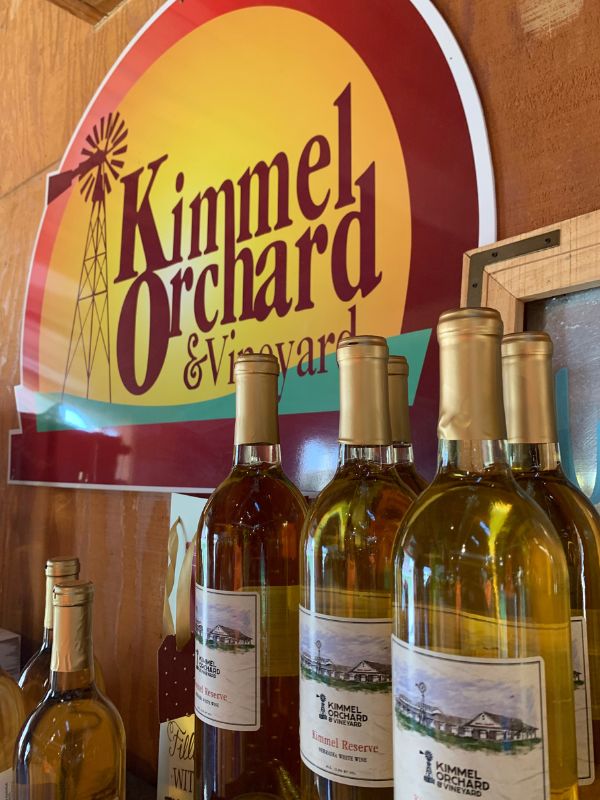 A wine display at Kimmel Orchard & Vineyard